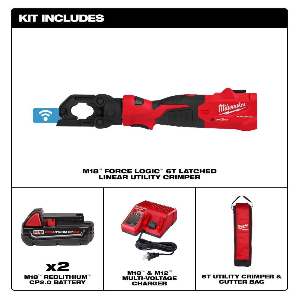 Milwaukee M18 FORCE LOGIC 6T Latched Linear Utility Crimper from Columbia Safety